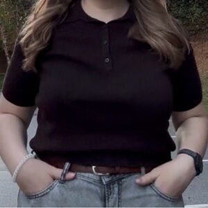 Uniqlo Chocolate Brown Knit Polo